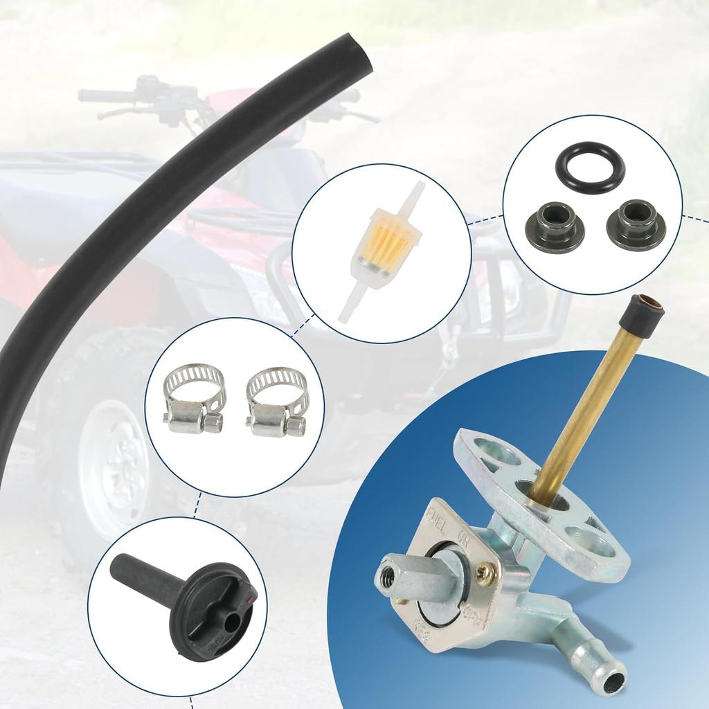 Fuel Valve Petcock Tank Switch Compatible With Honda TRX250EX Rancher 350 400 420 Foreman 400 450 500, Replace 16950-HN7-003 16950-HM8-003