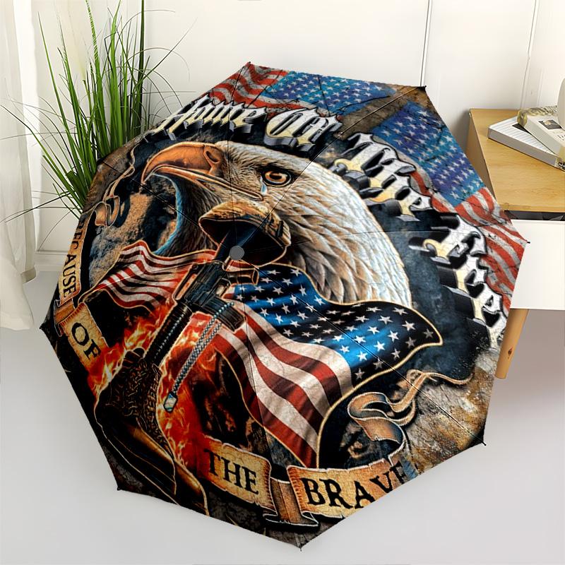 1pc flagUmbrella Portable Folding Umbrella Iron Frame Hole Bone Structure Outdoor Home Umbrella