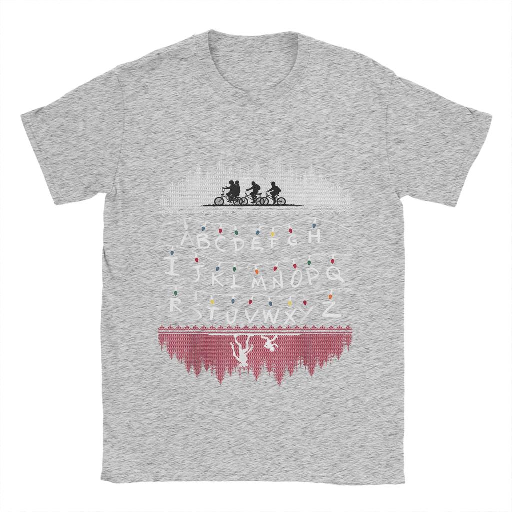 Stranger Alphabet Lights Cotton T Shirt For Men Summer Vintage T Shirts O Neck Hippie Tees Big Size Cheap Tops