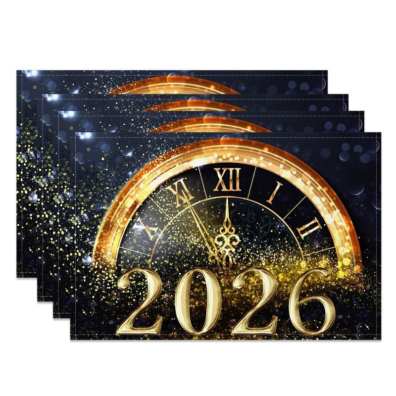 4/6/8 Stück Neujahr Glitzer Platzset Feuerwerk Design Festliche Esstischdeko Schimmernde Feier Weihnachtsessen Matte