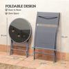 3 Pieces Outdoor Bistro Set Glass Top Outdoor Table And 2 Folding Chairs With Protecting Feet Grey