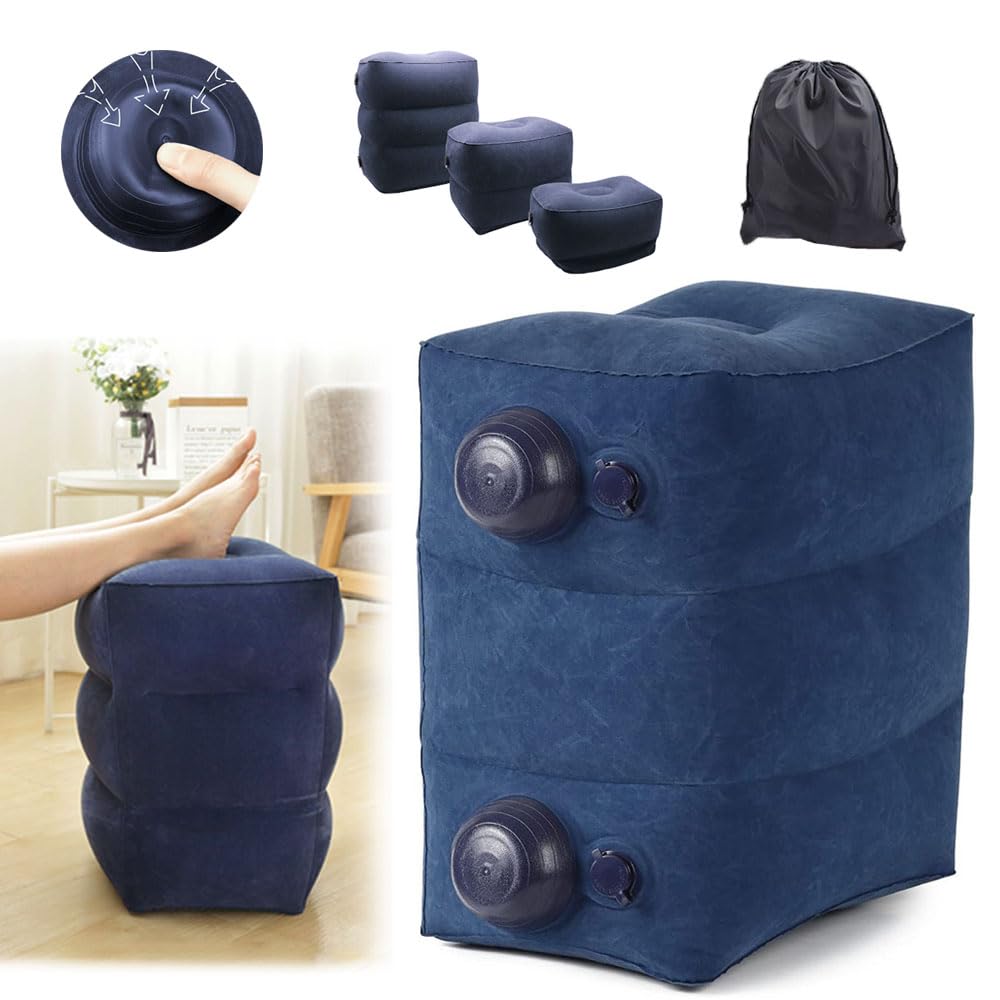 

dodulara Air Foot Portable Foot Pillow with 3D Easy to 3 Height Storage Bag Travel Accessory for Prevents Leg Swelling and Economy Class Set of 2