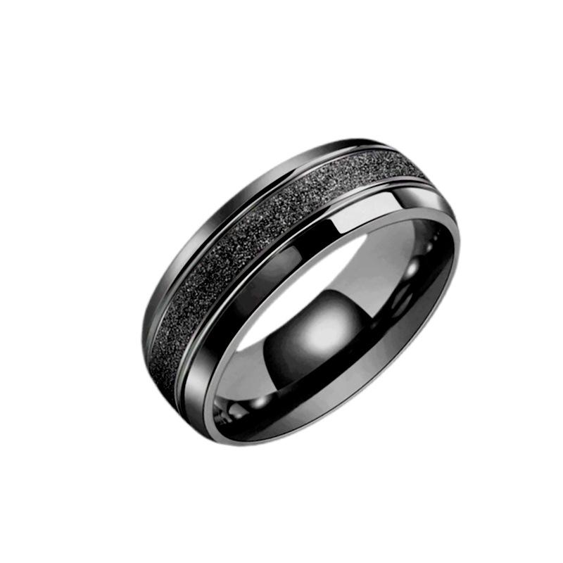 Trendy European and American Frosted Stainless Steel Couple Ring