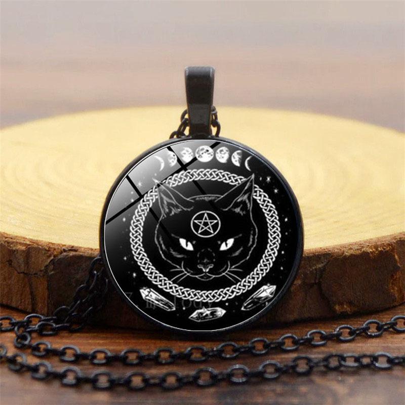 Black Cat Pentagram Time Female Versatile Fashion Cute Kitten Pendant Necklace