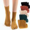 Calcetines Deportivos de Algodón de Media Caña con Dedos Separados: Antiolores, Absorbente del Sudor, Antibacteriano, Sin Costuras, para Otoño/Invierno.