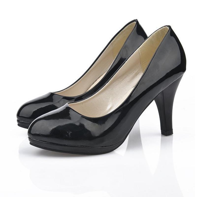 

Модная женская кожаная элегантная деловая одежда с круглой головкой на низком каблуке OL Arashi, размер 34-42 34 чёрный