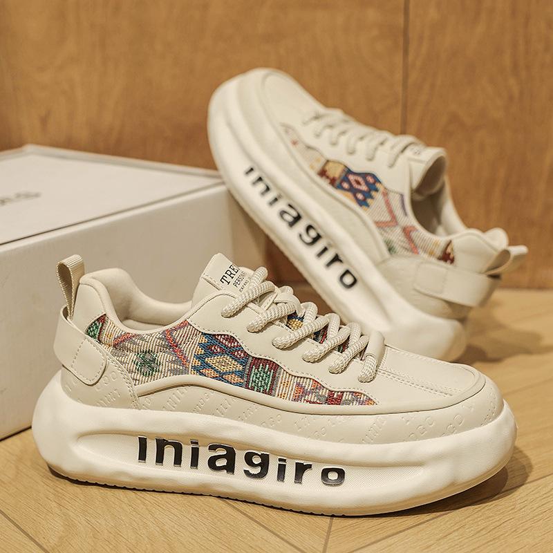 

Forrest Gump men s shoes summer breathable mesh sports board shoes men s plaid canvas platform heightening casual mesh shoes 39 бежевый