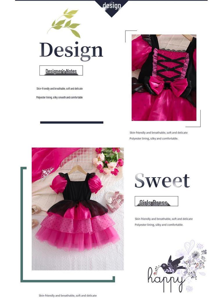 Fuchsia Lolita Kuromi Princess Dress for Girls' Stage Party