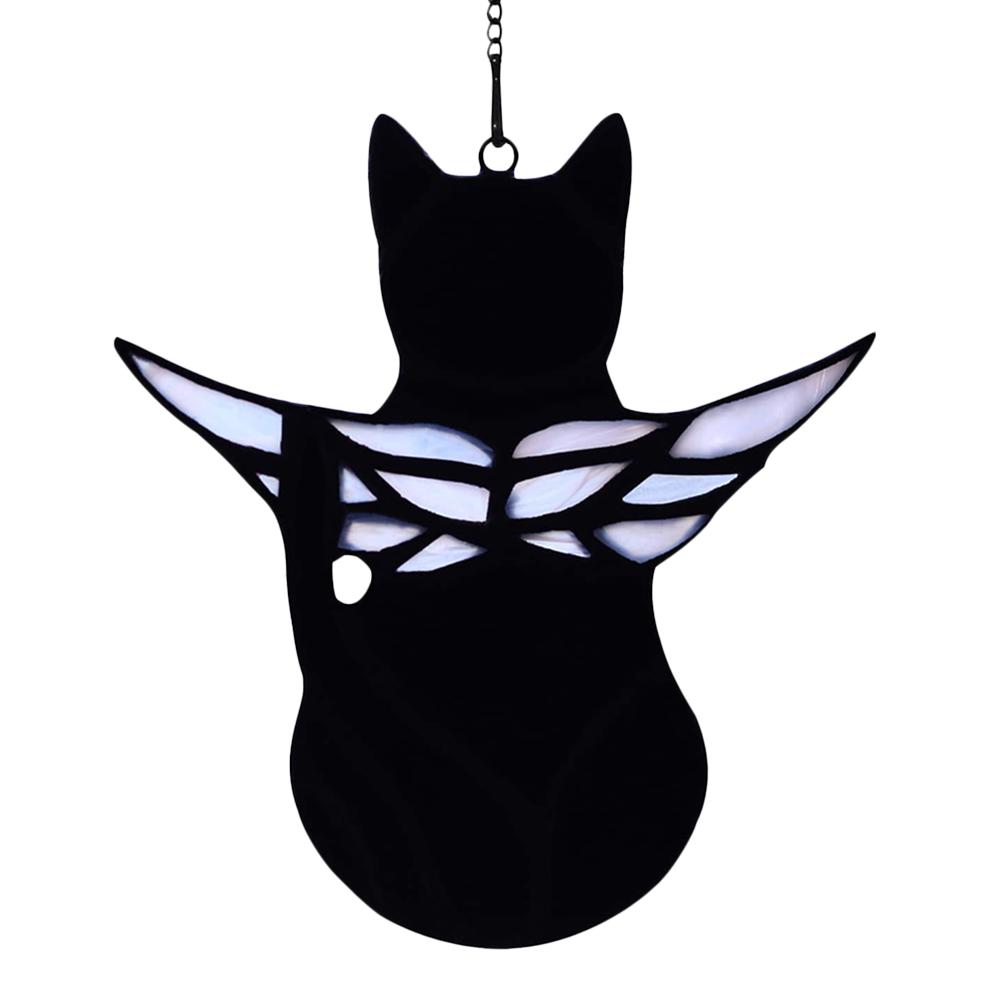 

Cat Decor Stained Glass Window Hanging Pet Memorial Sympathy Gifts for Patio Window Car Gifts for Cat Lovers Angel Pet Cat Lover чёрный