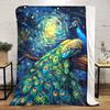 Peacock Night Sky Blanket Soft Comfortable All Seasons Suitable Sofa Office Nap Travel Festive Gift