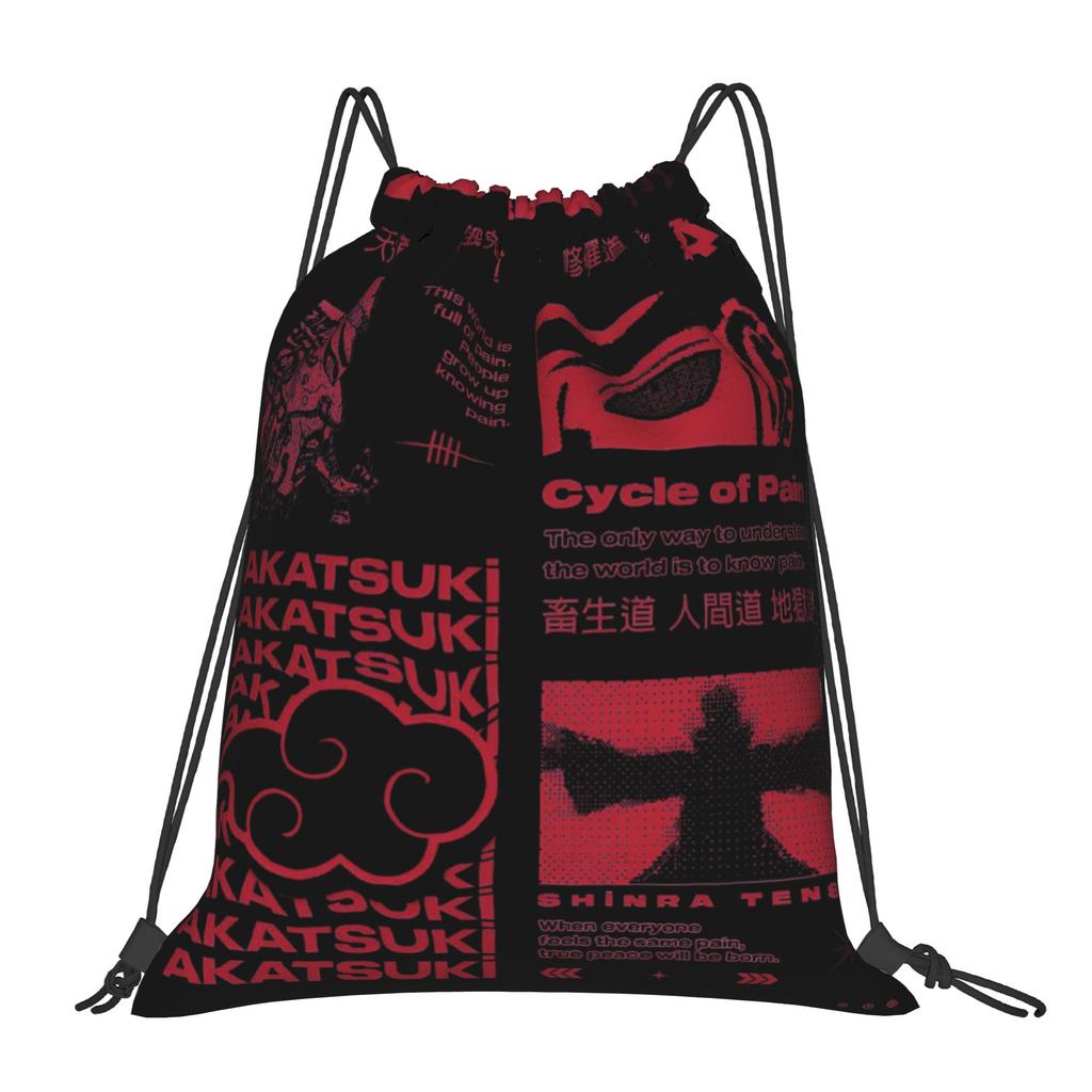 Custom N-Narutoes Akatsukis Drawstring Bag Women Men Lightweight Logo Sports Gym Storage Backpack