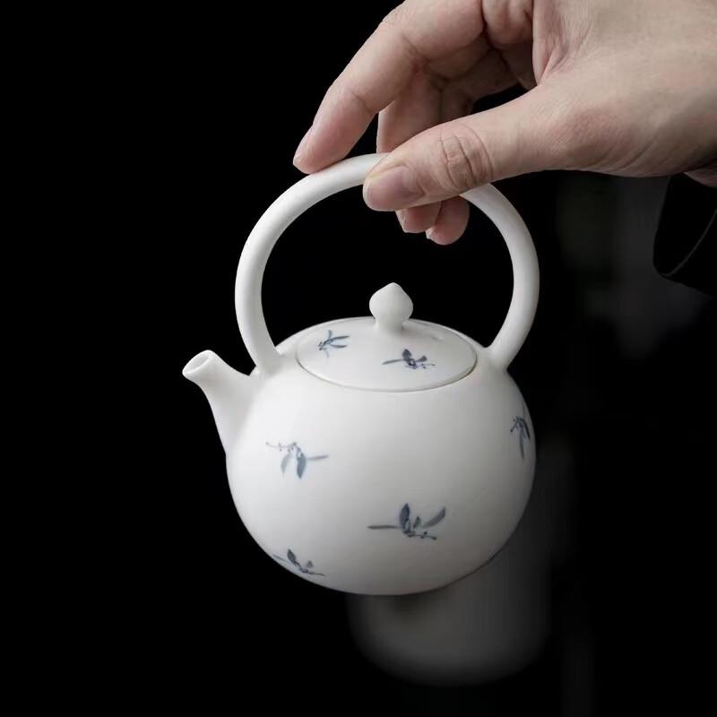 Hand-painted Orchid White Porcelain Teacups