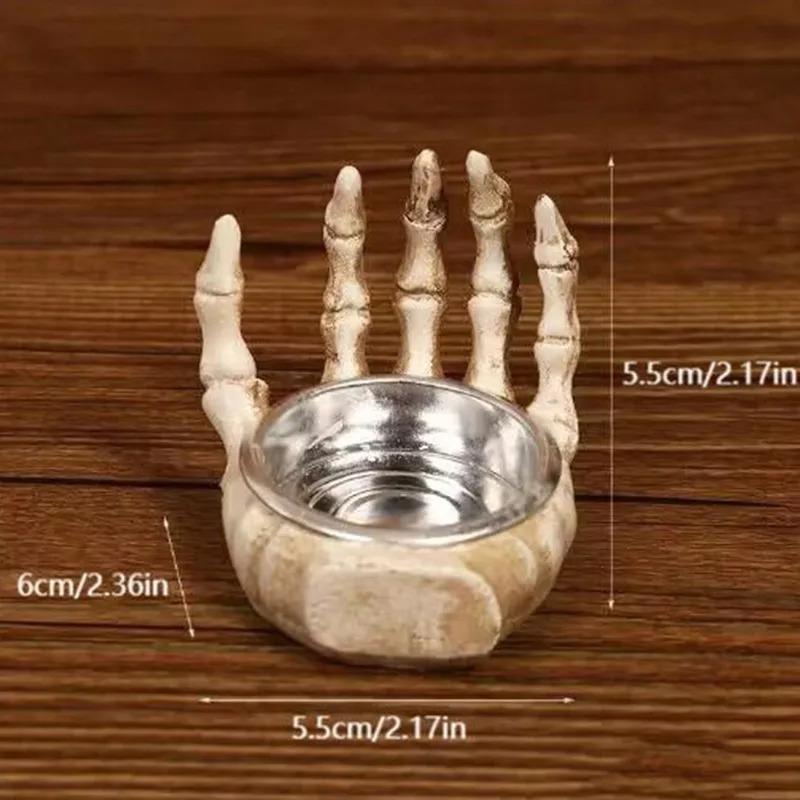 Handlicher Totenkopf-Kerzenhalter, Gothic-Dekor, Halloween-Dekorationsartikel, Totenkopf-Kerzenhalter, Gruseliger Heimdekorationsartikel