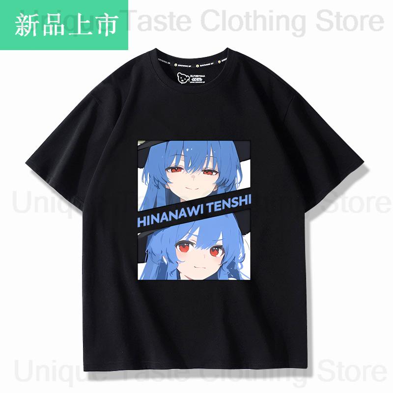 Touhou Project T Shirt Hinanawi Tenshi Cute Cartoon Print Tshirt Harajuku Fashion High Quality Cotton Short Sleeve Tee Tops