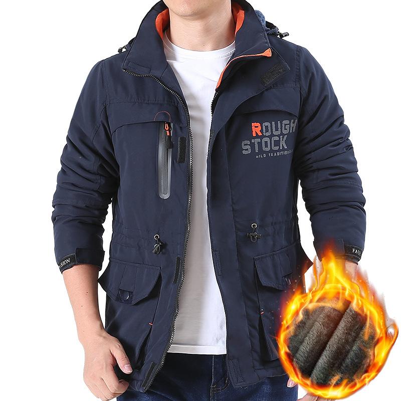 

Зимняя флисовая утолщенная многокарманная хлопковая подстегивающаяся куртка мужская большого размера свободная куртка для альпинизма на открытом воздухе термокуртка 6XL