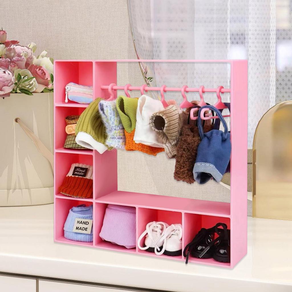 3D Printed Doll Clothes Display Wardrobe With 10 Hangers For 15/17cm Miniature Doll Toy Clothing Accessory Organization