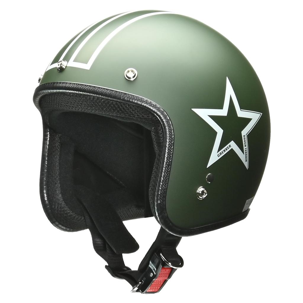 Motorcycle Helmet Jet GRENVER Matte Green Free Size [Lead Industries] -