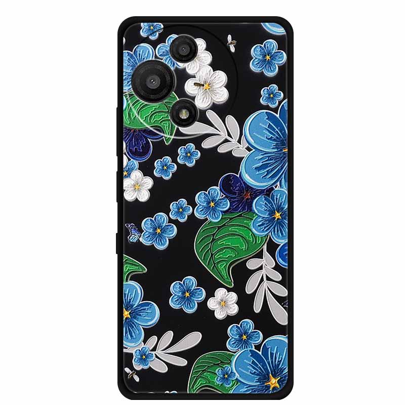 For TCL 60 SE Nxtpaper Case 3D Emboss Relief Flowers Black TPU Silicone Soft Back Cover Cases For TCL 60R Case 6.7" Fundas Bag