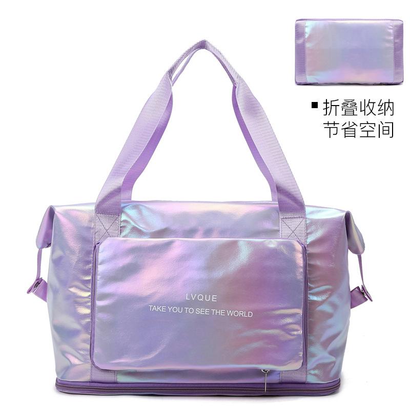 Yoga Fitness Bag Glossy Short-Distance Travel Bag Large Capacity Gradual Change Folding Storage Bag Portable Student Travel Bag