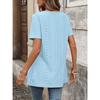 Women's  Spring Summer Solid Color Square Neck Button Short Sleeve Loose T-shirt Top, Amazon Cross-border Casual Tee for Women