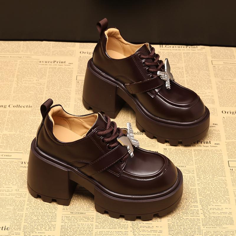 

SJN939-7 Женские мокасины на толстой подошве и платформе - Осень 2024 г. Модная обувь на мягкой подошве, визуально увеличивающая рост 38