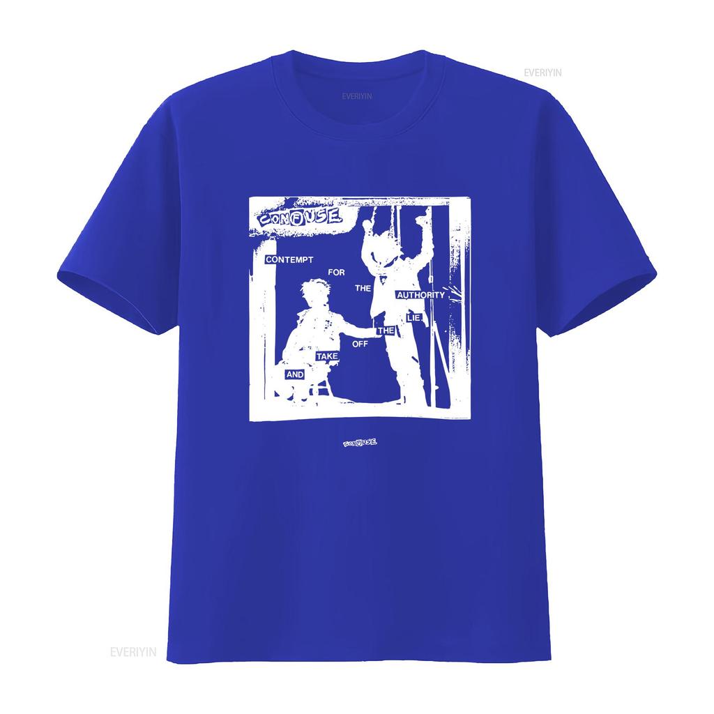 Confuse T Shirt Contempt for Authority Remix by bactherion Vintage Japanese Hardcore Punk SofT vintage Washed graphic homme