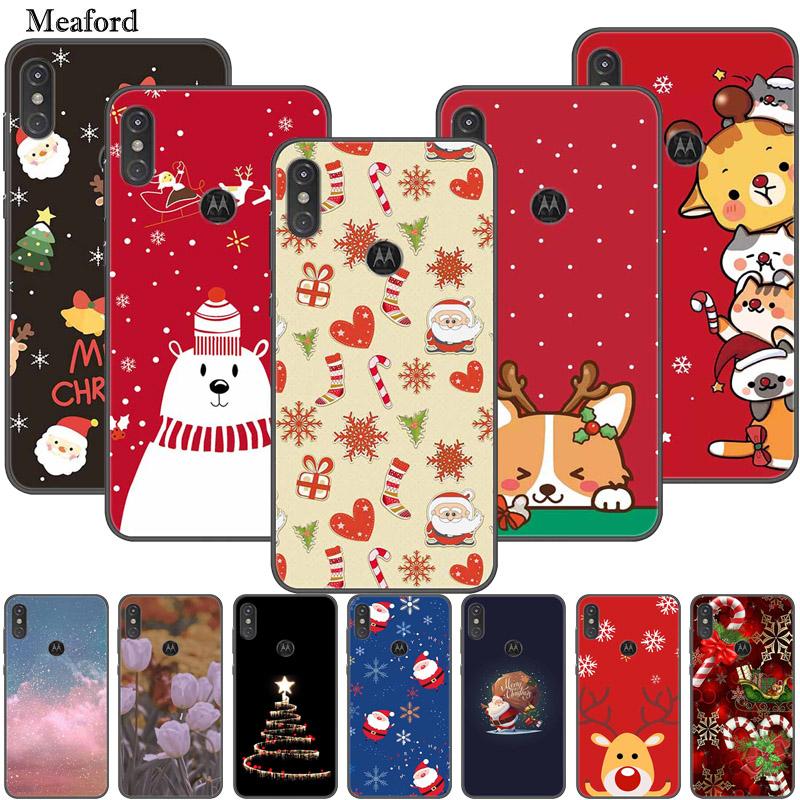 For Moto One Vision Case Luxury Silicone TPU Soft Cover Phone Case For Motorola Moto One Action Macro Shockproof Christmas Coque