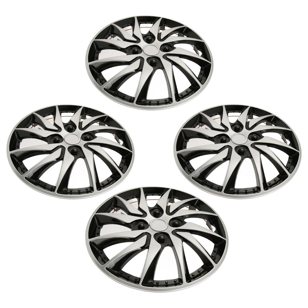 4Pcs Wheels Rim Cover Silver Black High Protection Stylish Sturdy 14 Inch Hubcap Wheel Covers for
