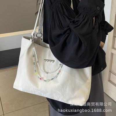 Commuter Bag Women's Large Capacity 2025 New Summer Silver Women's Tote Bag College Student Class Shoulder Bag