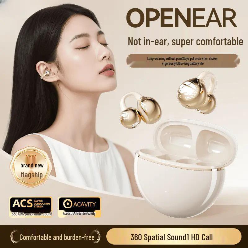 2025 Q70 Wireless Bluetooth Noise-Cancelling Clip-On Sports Earphones: Long Battery Life & High Sound Quality