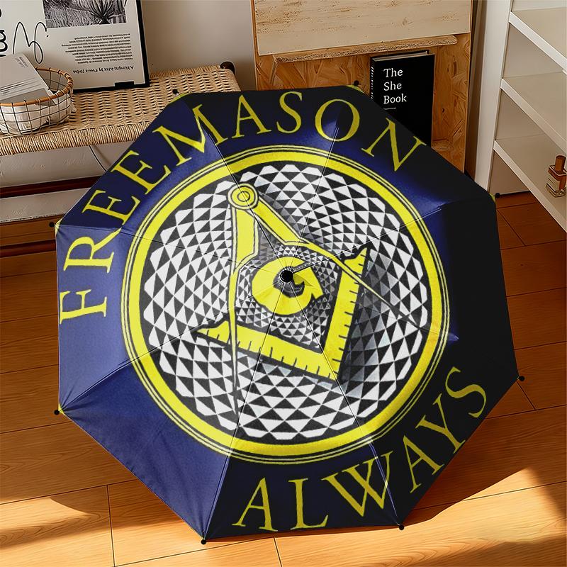 1pc Modern Freemasonry Umbrella Portable Folding Umbrella Iron Frame Hole Bone Structure Outdoor Home Umbrella