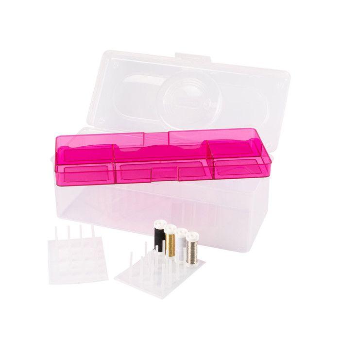 PINK SEWING BOX+ 2 THREAD RACKS (V) 06549