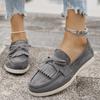 Spring New Fashion Round Head Foot Shoes Flat Casual Large Size Women's Shallow Mouth Bow Doudou Shoes