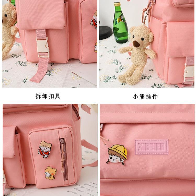 School bag female high school campus backpack large capacity canvas college student backpack female