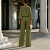 Conjunto de Dos Piezas de Algodón Lino de Color para Mujer: Top sin Mangas y Pantalones
