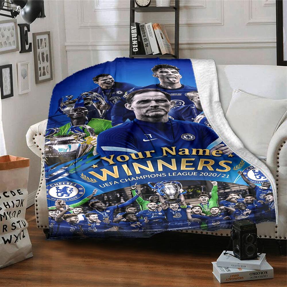 Chelsea Fc Football Player Personalized Text Blanket Cozy Customizable Blanket Warmthful Decor Versatile for Living Room Chair Sofa Nap