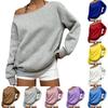 Felpa da donna a spalle scoperte, manica lunga, vestibilità larga, colore, pullover casual