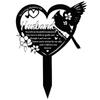 Outdoor Memorial Garden Stake Husband Tribute Metal Heart Shaped Cemetery Decoration with Bird and Floral Design for Graveyard Remembrance