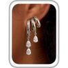 Triple Huggie Stacked Earrings for Women Gold Chain Drop Dangle Earrings Cute Statement CZ Earrings Trendy Dainty Jewelry Gift