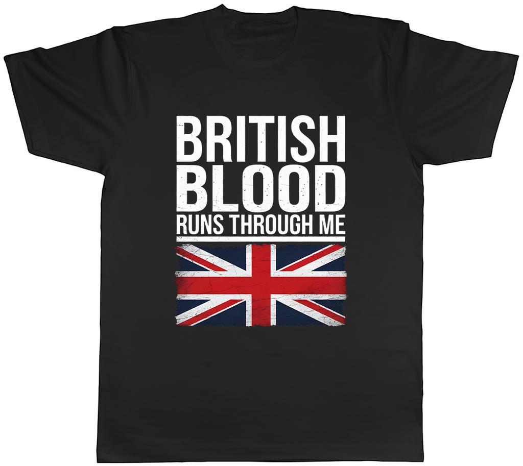 British Blood Runs Through Me Union Jack Britain Unisexs TShirt Tee Gift Top