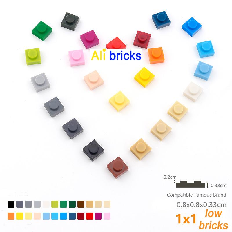 200pcs/lot Bulk Blocks Building Bricks Thin 1x1 Educational Assemblage Construction Toys for Children Size Compatible With 3024