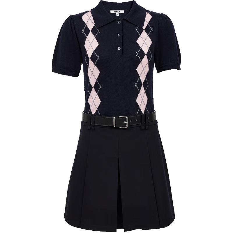 

ONLY Women s 2025 Autumn Polo Pleated Faux Two-Piece Short Dress M