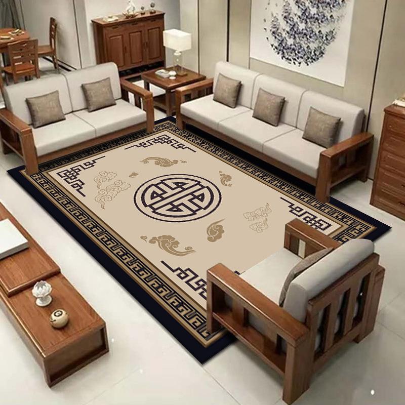 Modern Simple Crystal Velvet Carpet for Living Room and Bedroom - New Chinese Style