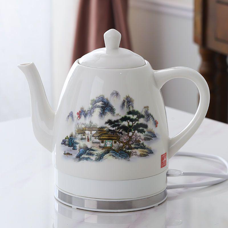 Blue & White Porcelain Electric Kettle: Large Capacity, Automatic Power-Off, Perfect for Home Tea Boiling.