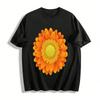 T-shirt Casual Girocollo Manica Corta con Stampa Gerbera Arancione Vivace T-shirt in Puro Cotone