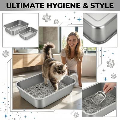 Open Ended Stainless Steel Cats Litter Box