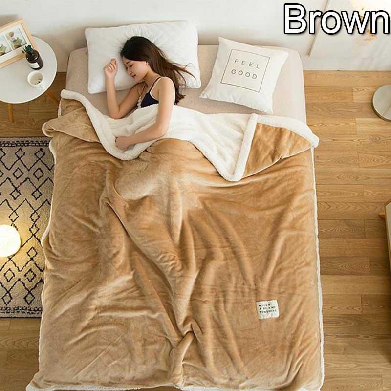 Super Soft Solid Color Double Thick Lambs Fleece Flannel Blanket Air Conditioning Blanket