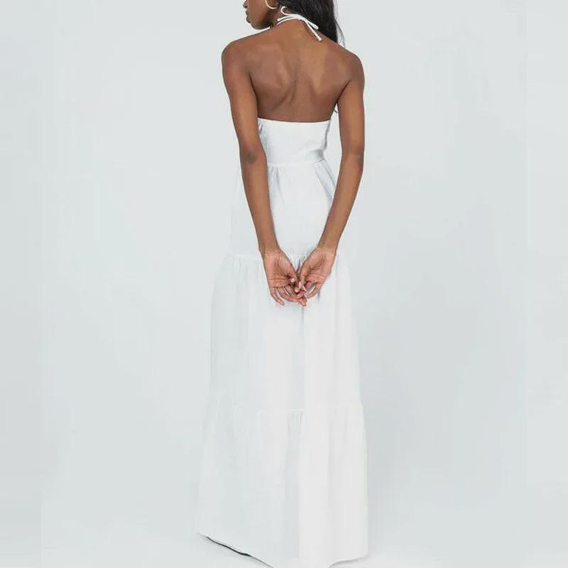 Vestido Boho Blanco Halter para Mujer 2025