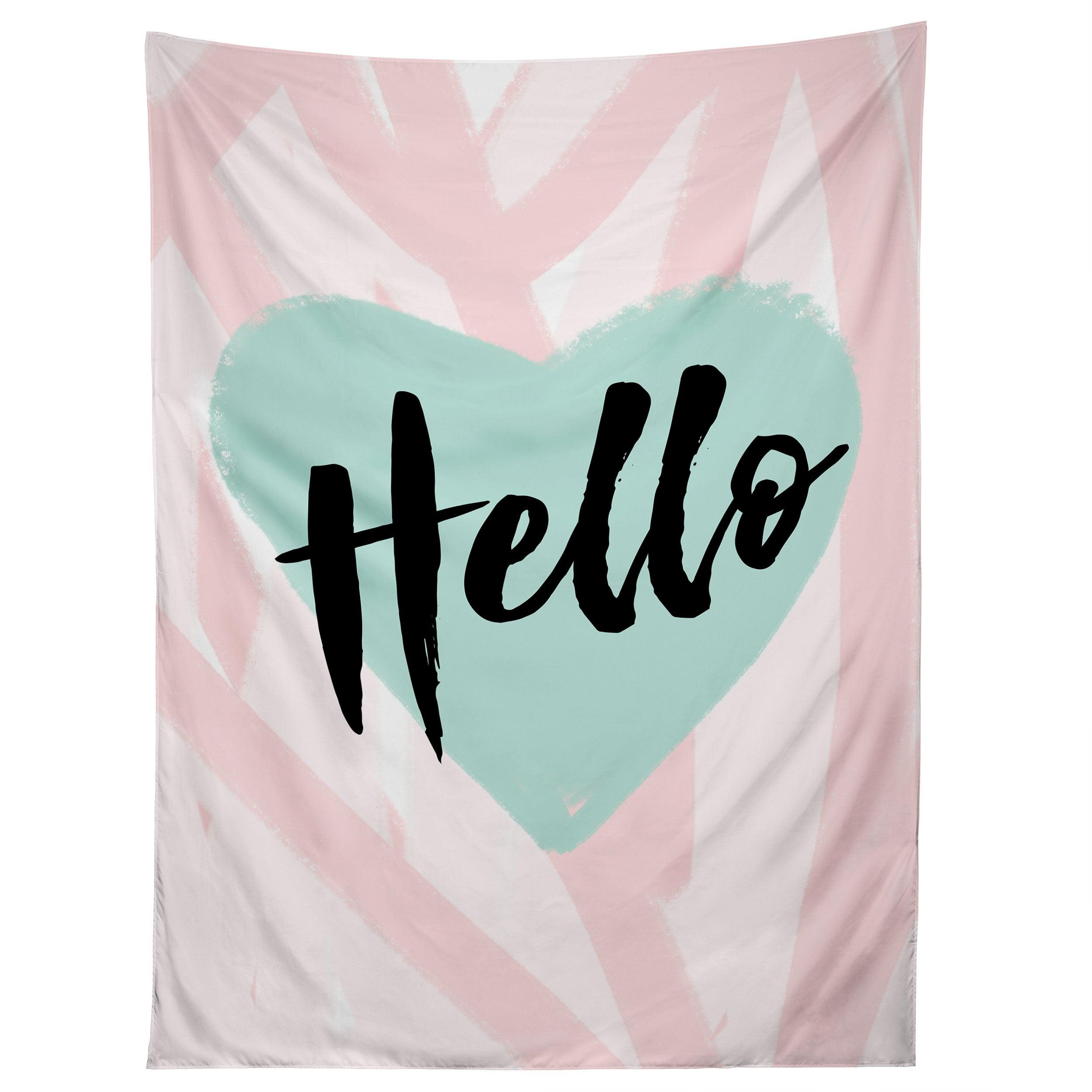 HELLO HEART MINT tapestry 75x100
