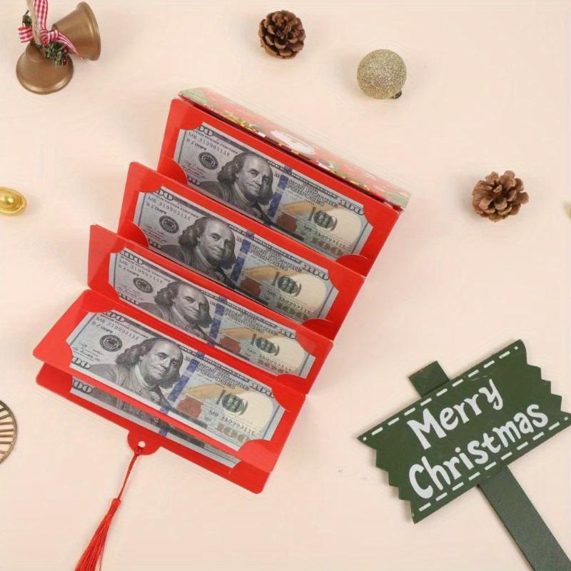 2026 Christmas Santa Claus Xmas Tree Folding Banknote Card Envelope With 10 Card Slot Merry Christmas Decorations For Home